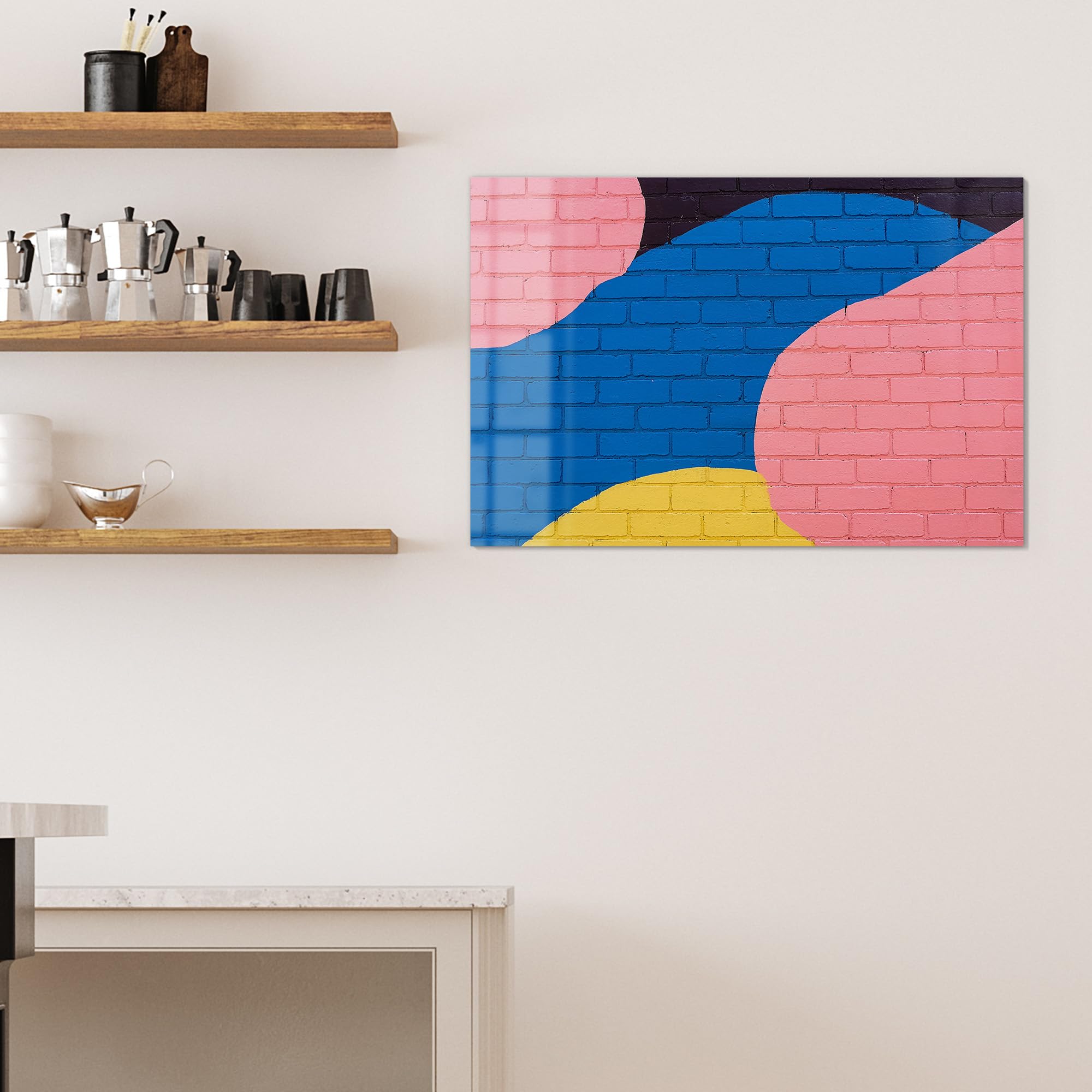 DEQORI Lavagna magnetica in vetro | 90 x 60 cm | motivo "arco & blocchi" | Lavagna magnetica con magneti, penna e panno per cucina e ufficio, lavagna magnetica e scrivibile