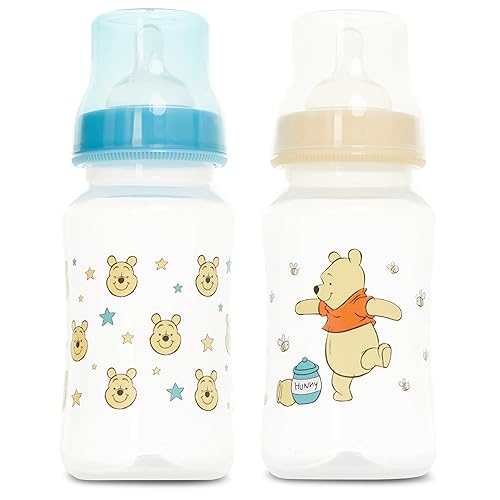 Miniatura 3 de Disney Juego de biberones y chupetes para bebé, 2 botellas en forma de reloj de arena de 11 onzas + 2 chupetes de ortodoncia, diseños con licencia