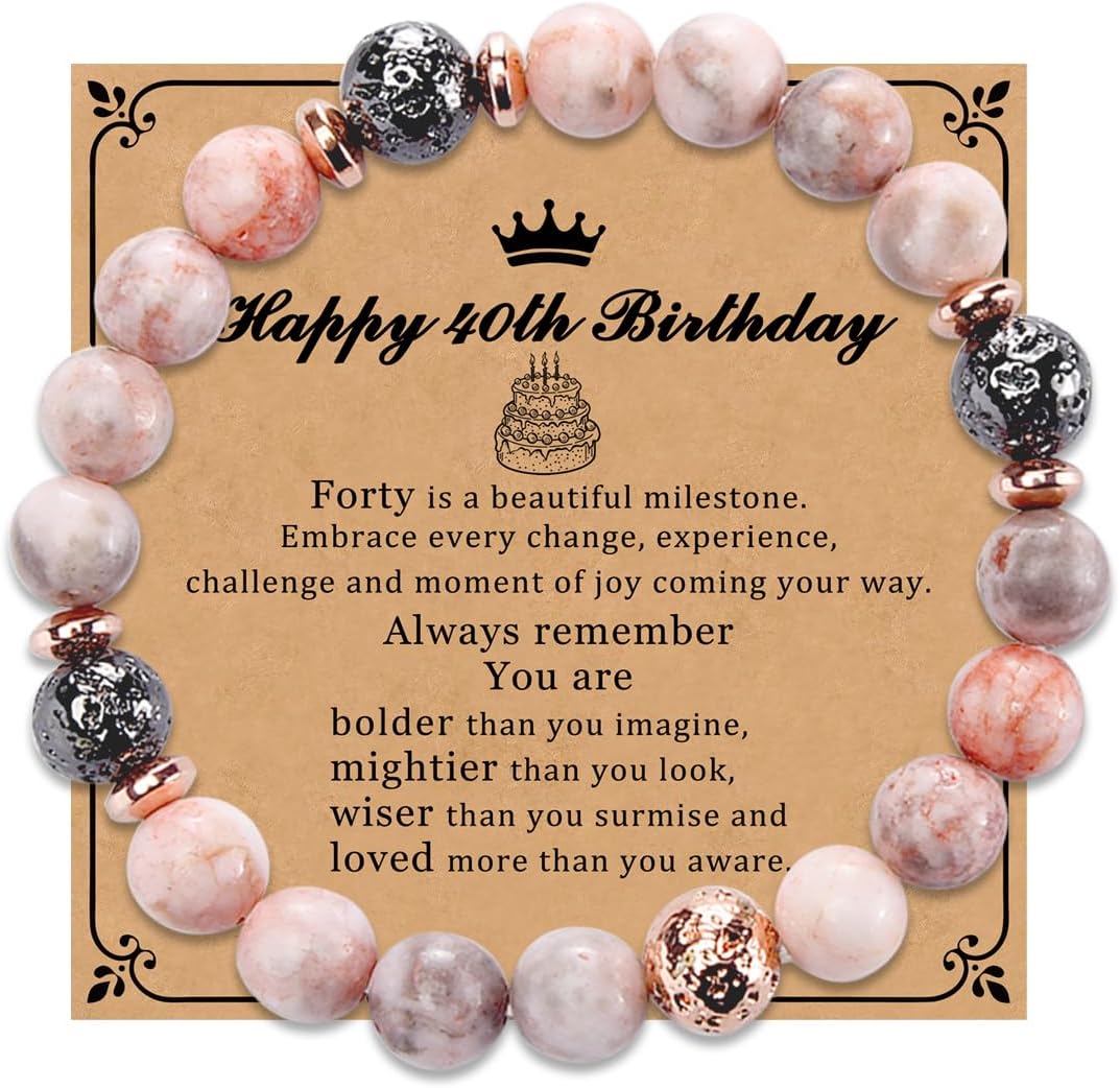 40th Birthday Gifts for Women Friend Wife Grandma Sister Natural Stone Bracelets for Her Bead Bracelet for Mom Coworker for 40 Years Old Woman