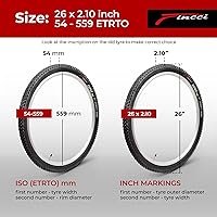 Vista 2 de Fincci Foldable 26x2.10 Mountain Bike Tires - 26 Inch Bike Tires with 1mm Nylon Puncture Proof - Black Kevlar 26 Bike Tyre 60 TPI with Cross Country