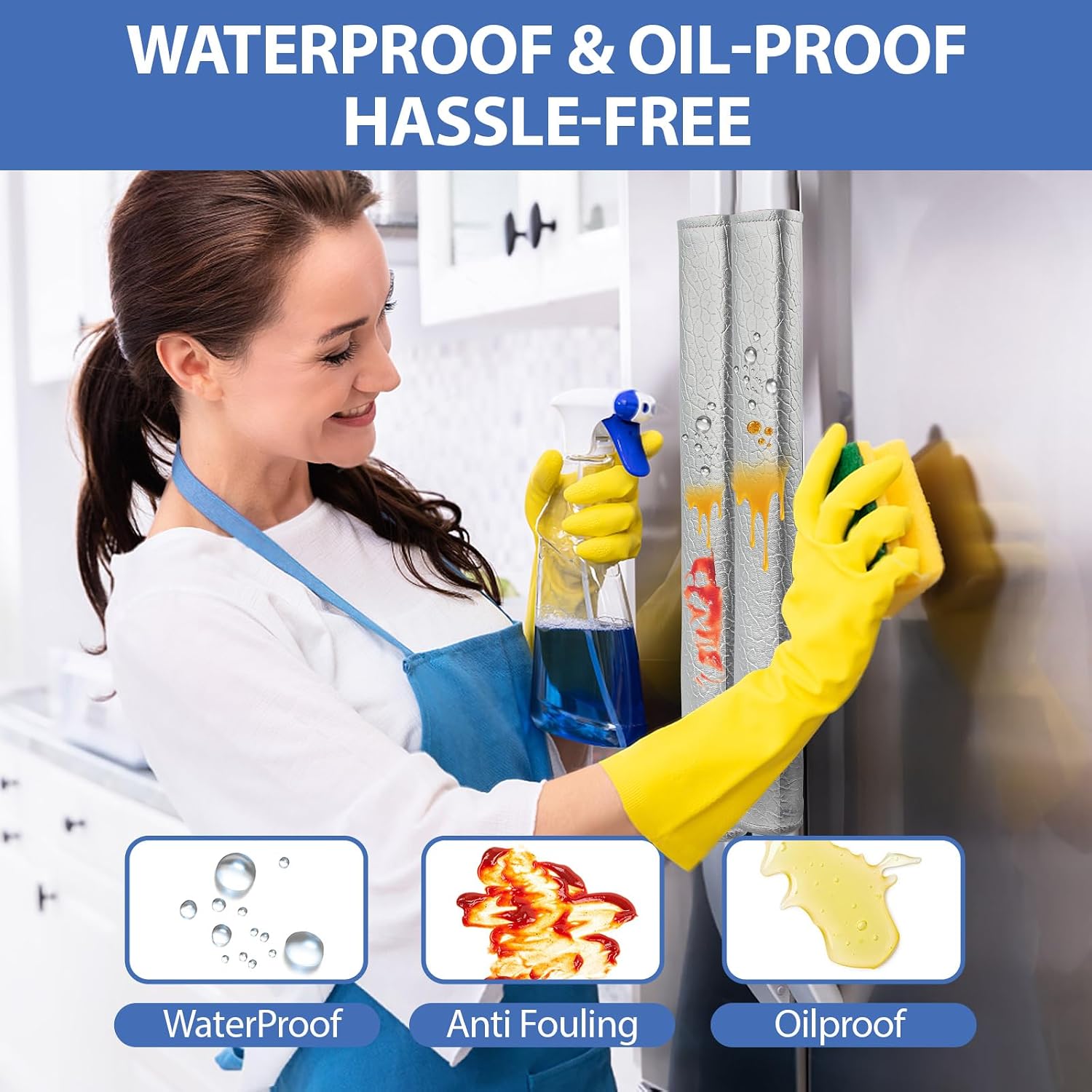 OUGAR8 Refrigerator Door Handle Covers,Waterproof &Oilproof,Keep Your Kitchen Appliance Clean from Smudges, Fingertips, Stains,Handle Protector for Oven Stove Dishwasher