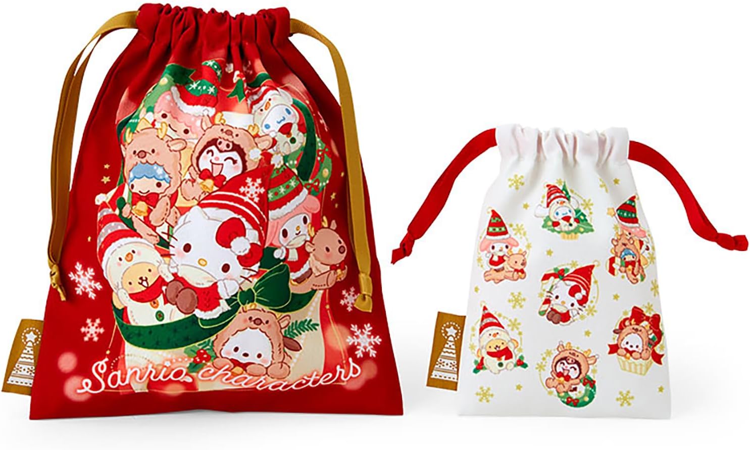 Sanrio 113263 Drawstring Set (Christmas) Sanrio Characters Set of 2
