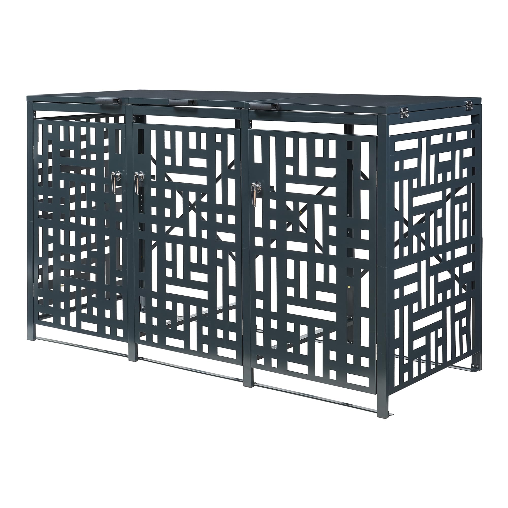 casa.pro Cache-Poubelle pour 3 Bennes de 240 L Abri pour Poubelles avec 2 Portes Verrouillables et Clés Incluses Élégant Résistant aux Intempéries Acier Galvanisé 116 x 196 x 80 cm Anthracite