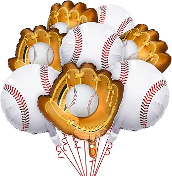 Skylety 8 Pcs Baseball Balloons Baseball Foil Glove Balloon Birthday Party Decorations 18 Sports Themed Team Coach Stadium Photos Backdrop Senior Night Summer Party Decorations Supplies