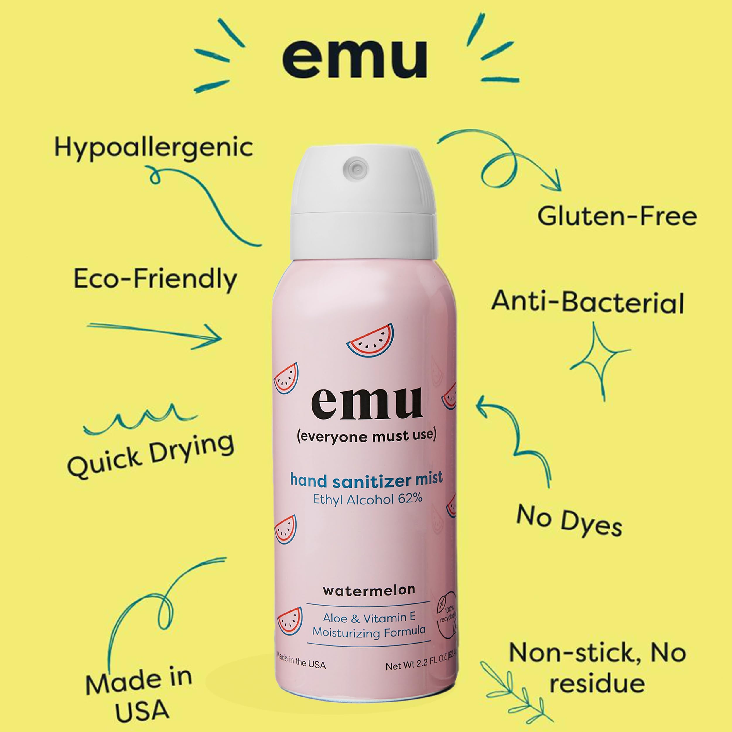 Amazon.com : EMU (EVERYONE MUST USE) Hand Sanitizer pocket spray