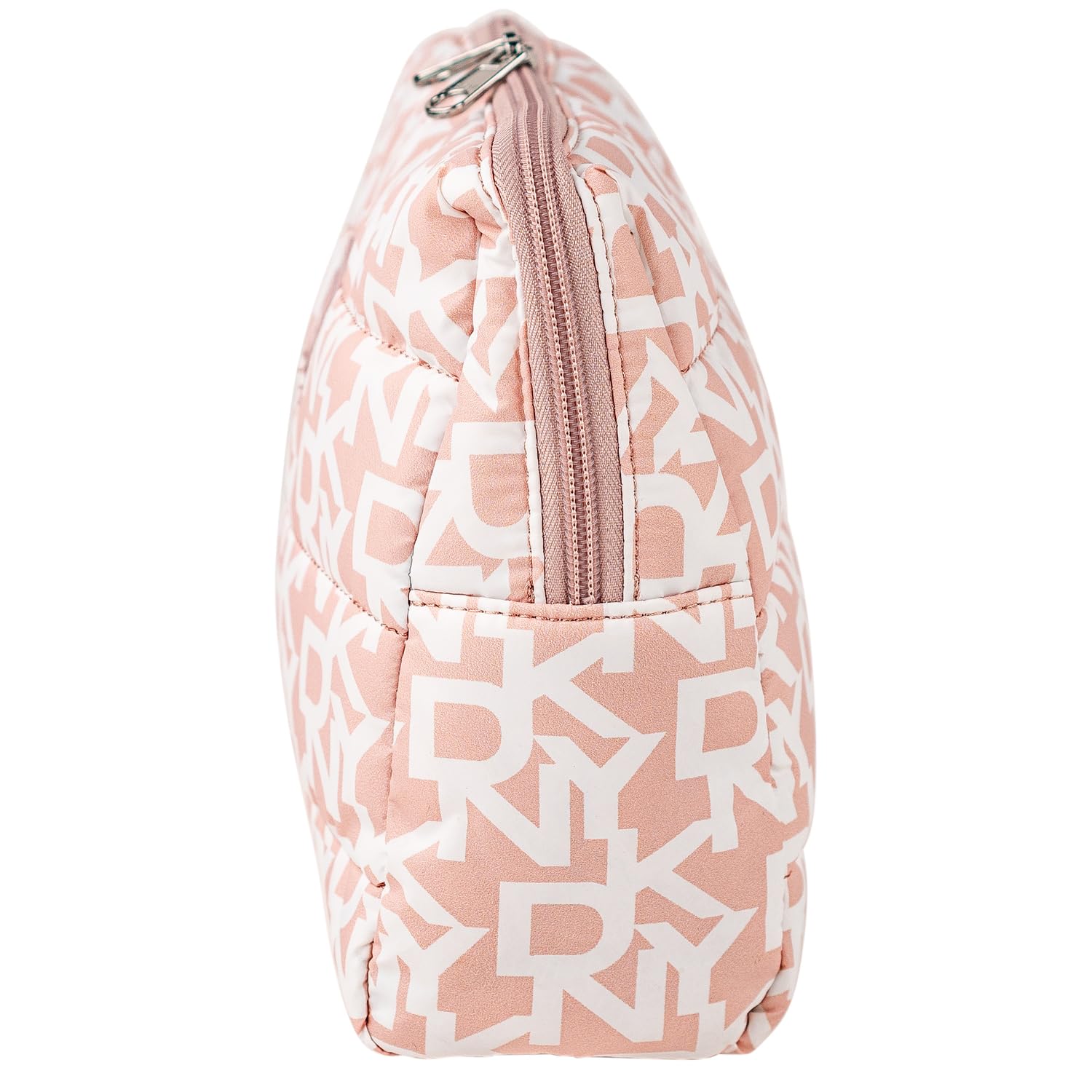 DKNY - Neceser Viaje Grande Mujer Bolsa Aseo Mujer Plegable Impermeable con Compartimentos Organizadores para Cosméticos y Accesorios de Higiene, Rosa empolvado