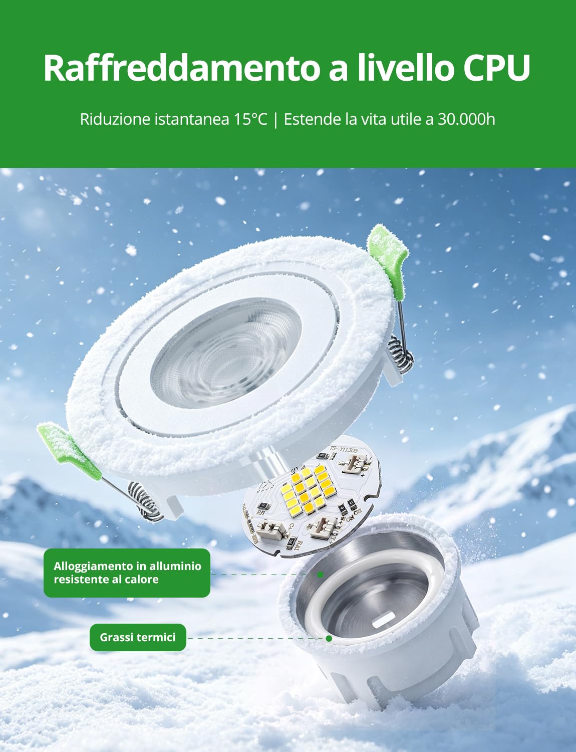 HOMEOW Faretti da Incasso per Cartongesso Bianco Dimmerabili | Faretti LED Soffitto 230V IP44 per Bagno, Faretto foro 72mm - 80mm Interno Cusina, Set di 10 + 1 Módulo LED Sostituibile