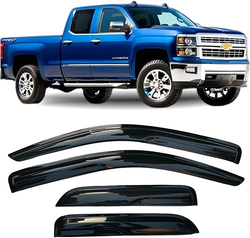 Protector de lluvia, deflectores de ventana, viseras de ventilación para Chevrolet Silverado y GMC Sierra 1500 14-18, SilveradoSierra 2500HD 3500HD