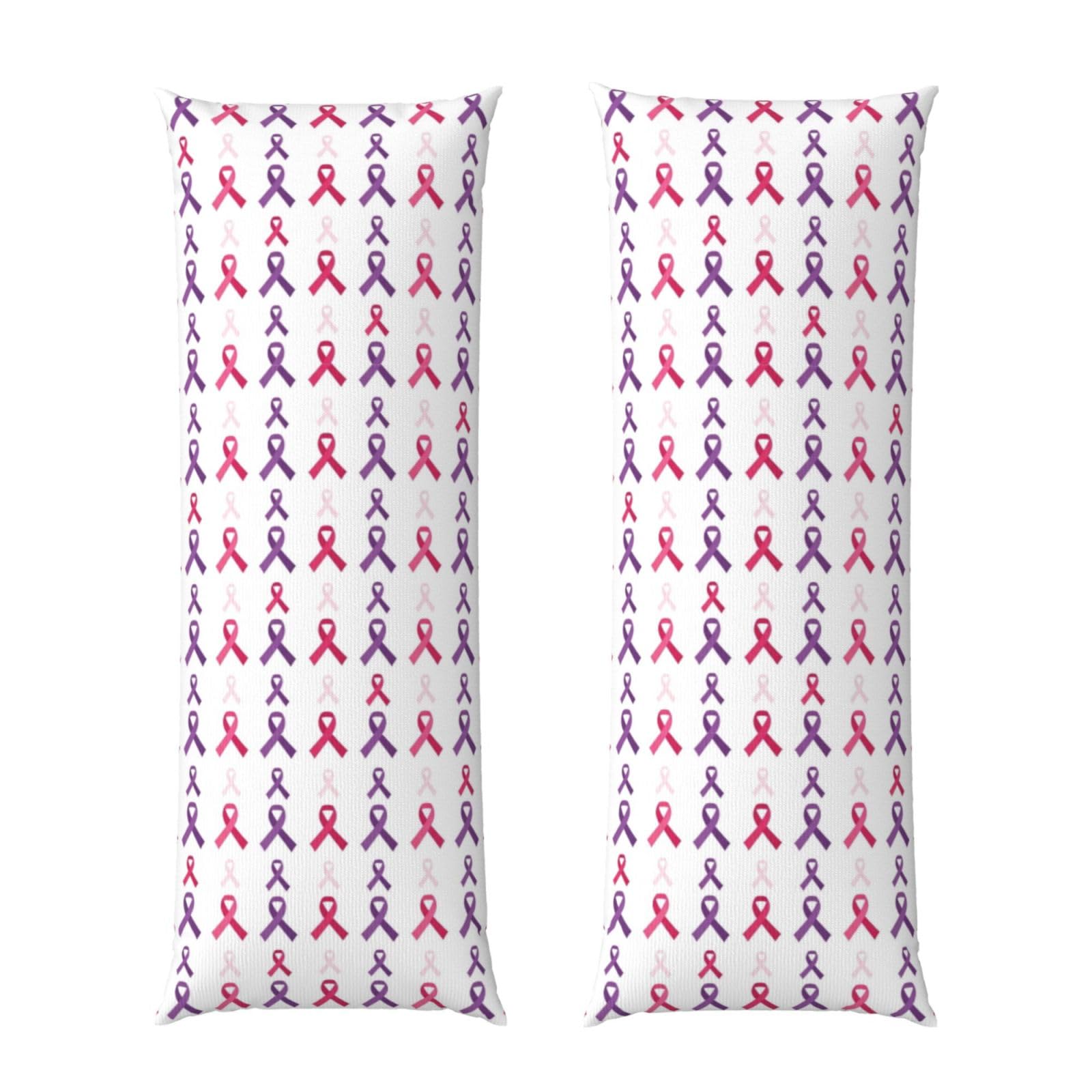 Long Pillowcase 20x60 Breast Cancer Awareness Pink Ribbons, Body Pillow Cover with Hidden Zipper, Premium Quality Velvet, Breathable Rectangular Case for Bed Couch