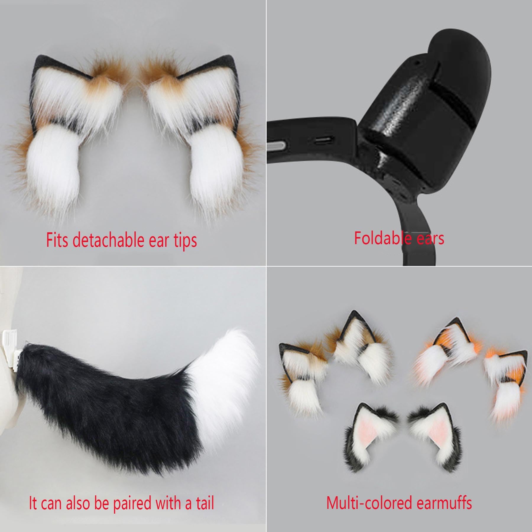 Diadema eléctrica recargable con orejas de gato para cosplay, diadema de peluche con orejas animal, tocado con orejas de personaje anime, para fiestas disfraces, juegos de rol