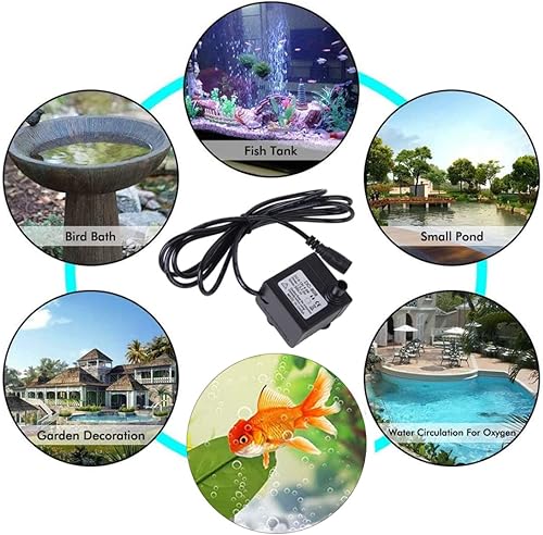 Miniatura 9 de Bomba de fuente de agua solar 4.9-6.6 ft DC 6-12V 5W Bomba sumergible impermeable de bajo ruido Mini para característica de agua acuario tanque de