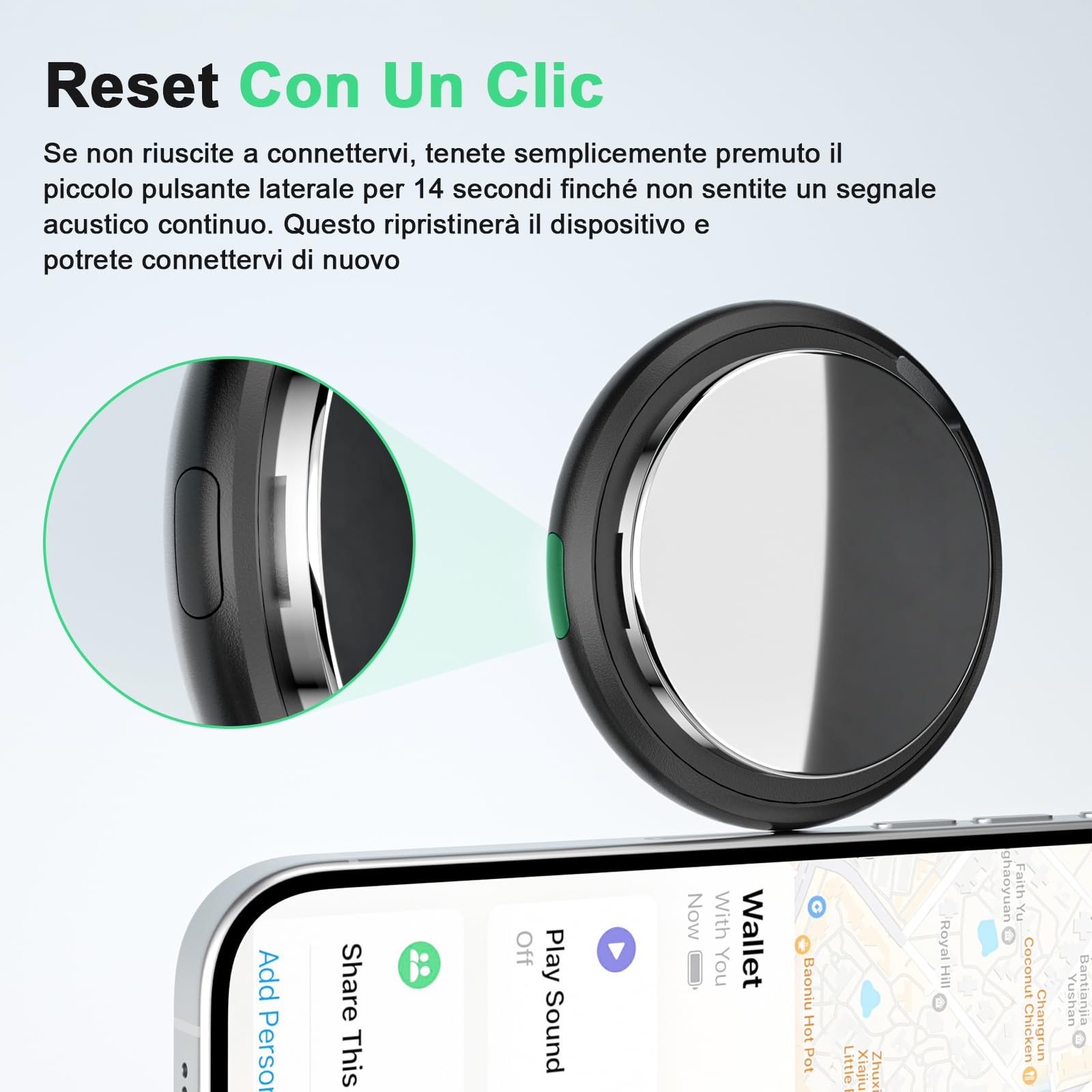 Localizzatore Smart Air Tracker Tag Compatibile Apple Dov'è, Batteria Inclusa, 4 Pezzi, Nero