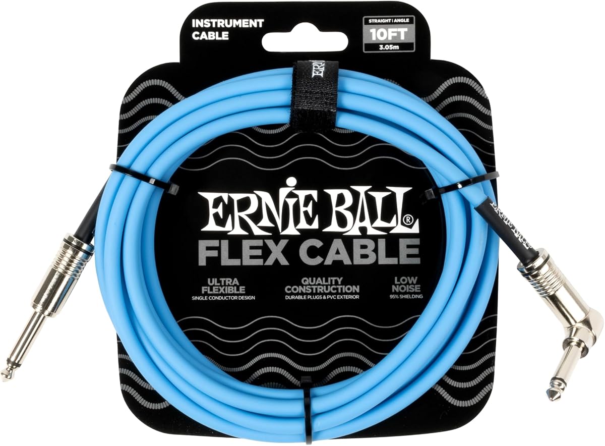 Cable de instrumento Ernie Ball Flex recto/ángulo 10 pies - azul (P06464)