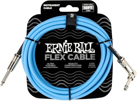 Ernie Ball Flex Instrument Cable Straight/Angle 10ft - Blue P06464