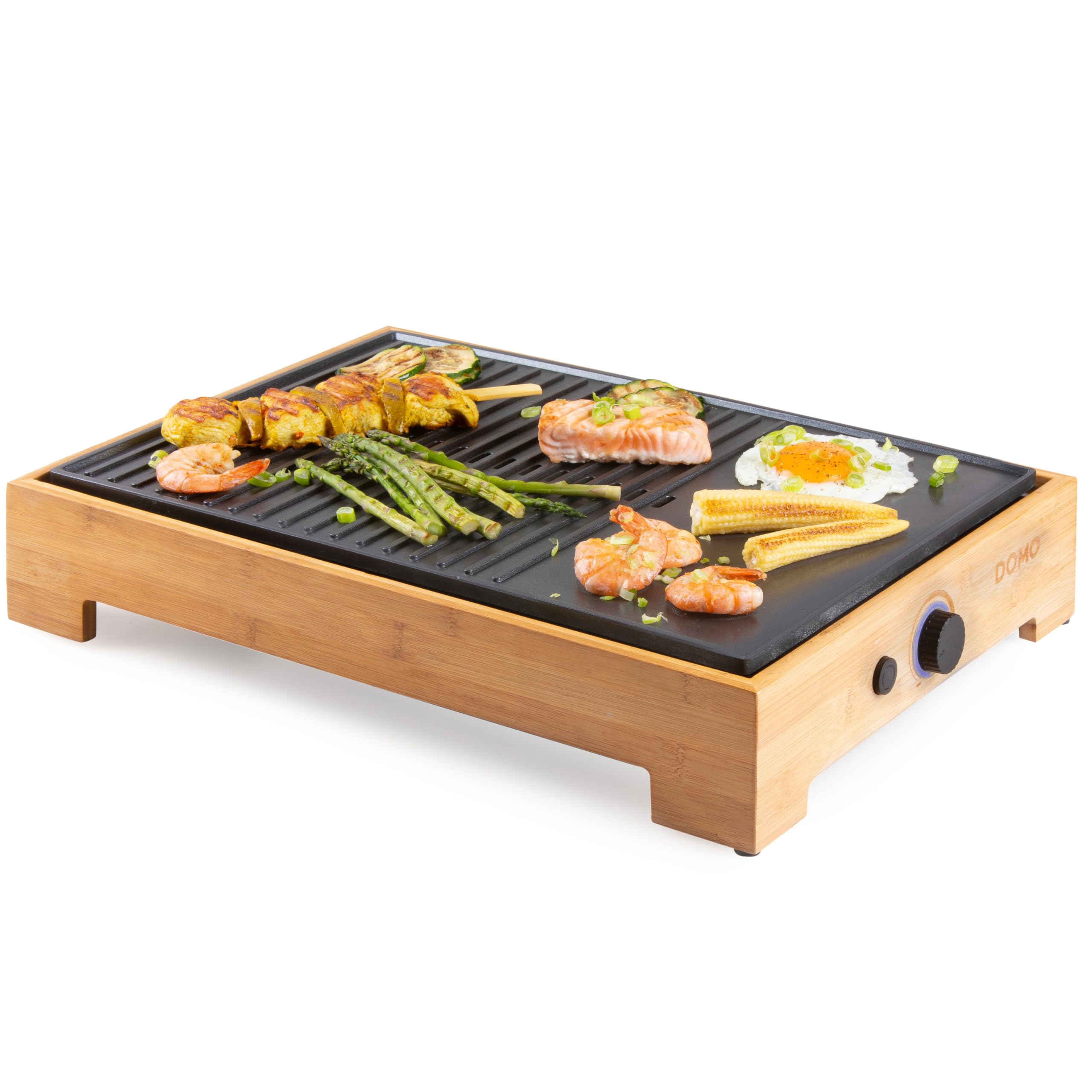 DOMO DO9271G Plancha Grill Bamboo Style 42 x 28 cm - 1800 W