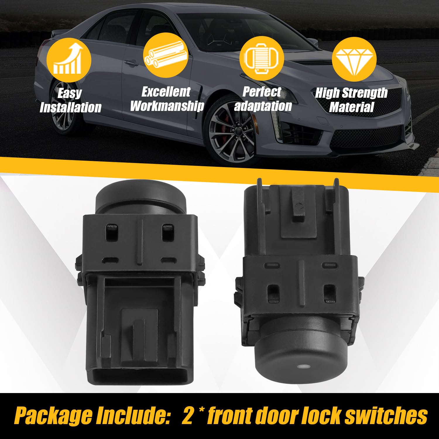 2Pcs Door Lock Switch Compatible with Cadillac CTS CTS-V Coupe 2011 2012 2013 2014 2015 Replaces 20787026 2078-7026 Switch Button Front Left and Right Side