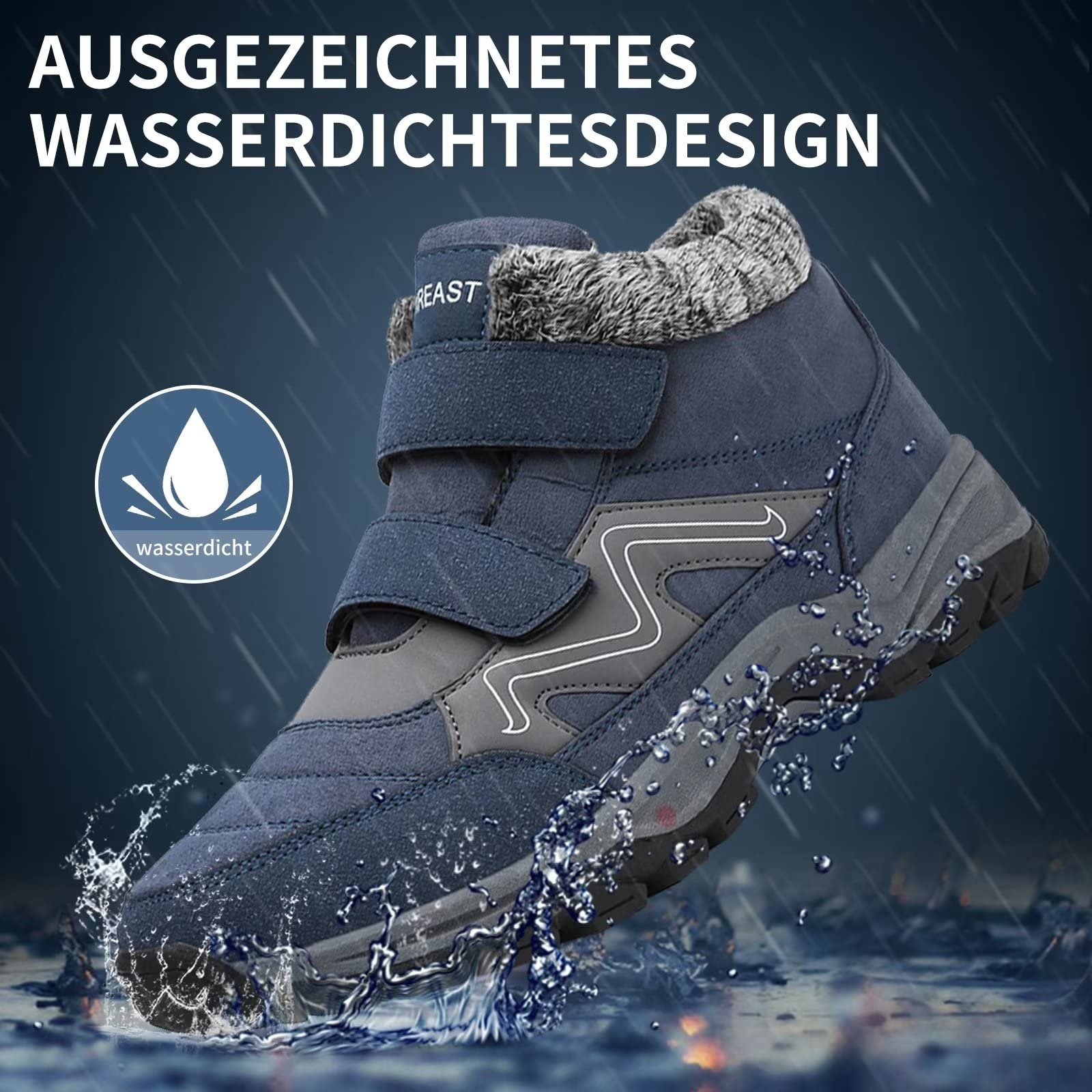 visionreast Scarpe Invernali Stivaletti da Neve Uomo Donna Caldo Cotone Pelliccia Outdoor Sneakers Allineato per Velcro