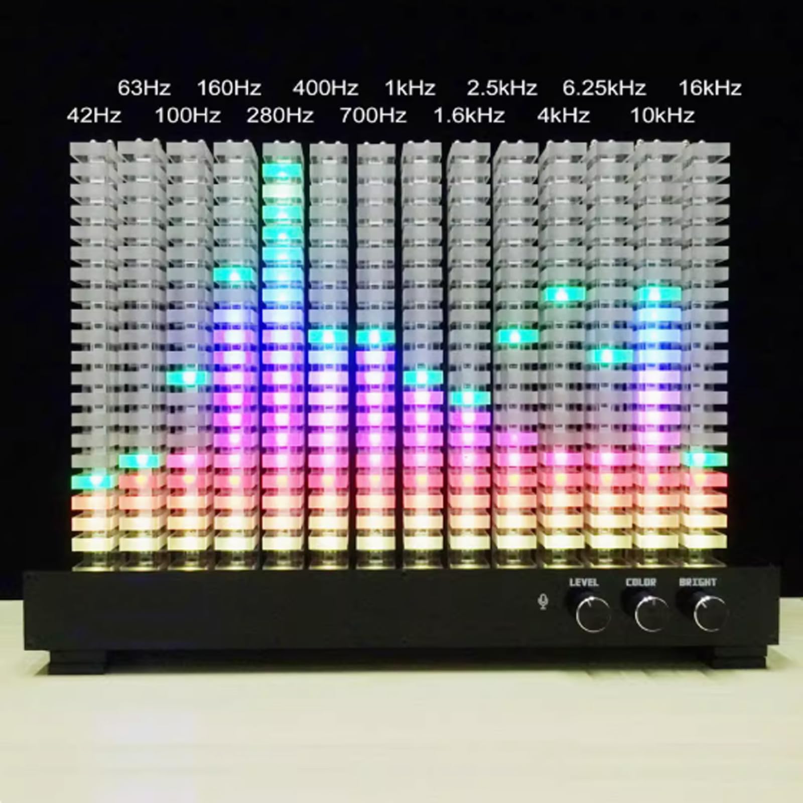 Analizzatore di Spettro Audio, Luce a LED per Spettro Musicale, 16 Milioni di Colori, Spettro a 14 Segmenti, Misuratori VU per Visualizzazione dello Spettro, per Feste/Camera da Letto/casa