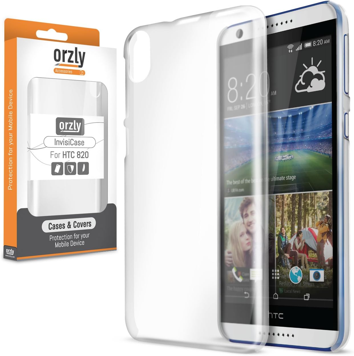 Orzly - InvisiCase for HTC Desire 820-100% Clear (100% Transparent Color) Protective Phone Cover Shell for HTC Desire 820 Smartphone/Phablet (Fits Original 2014 Model)