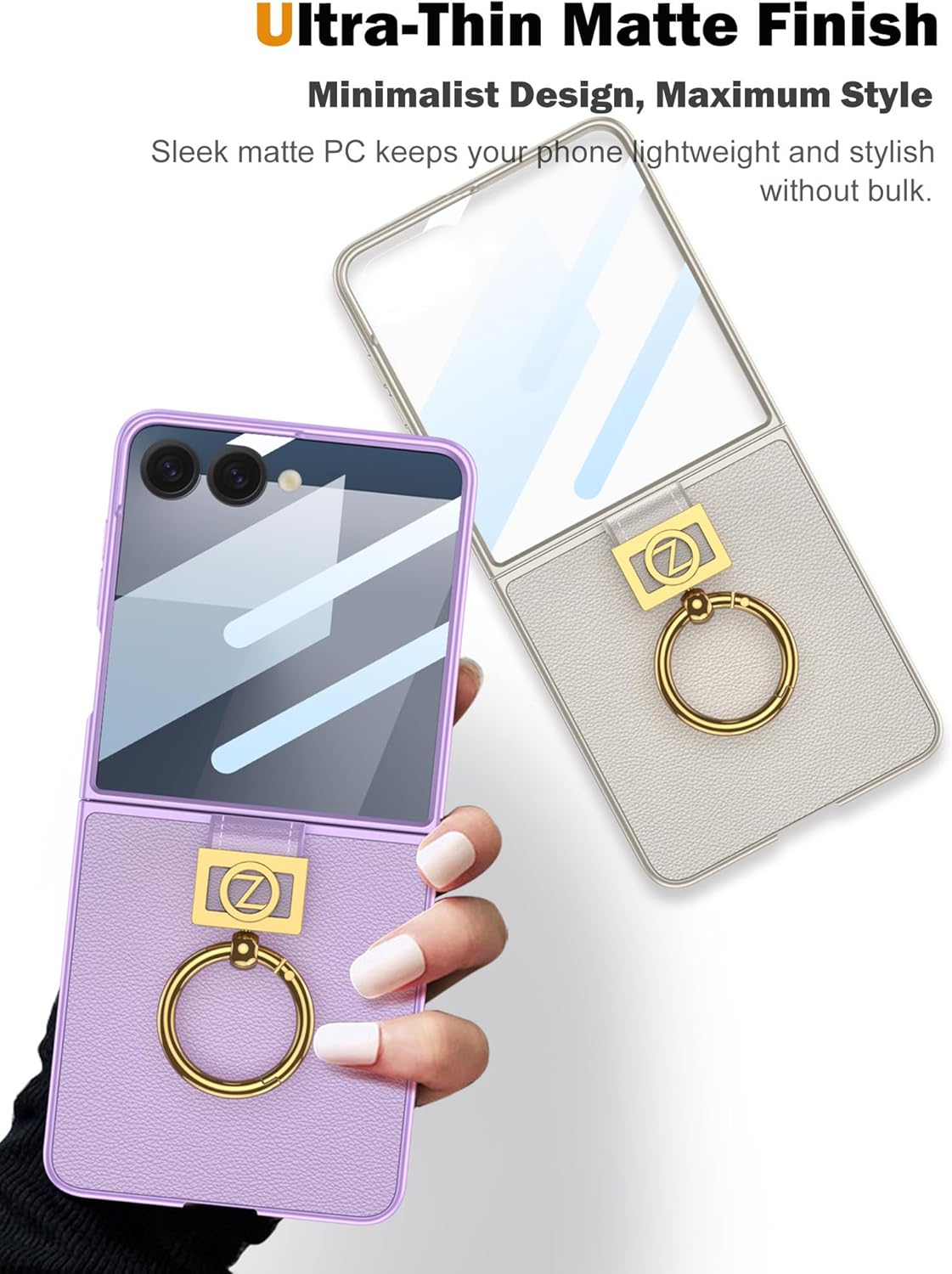 SHIEID Galaxy Z Flip 7 Leather Case with Ring Stand – Ultra-Thin Shockproof Cover with Built-in Small Screen Protector, PU Leather Texture Phone Case for Samsung Z Flip7, Forest Green