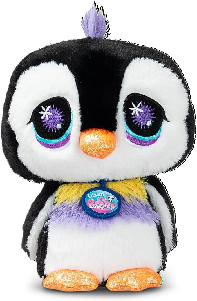 Littlest Pet Shop - Peluche de pingüino (25 cm, 25 cm), diseño de Libra, diseño de pingüino de Lujo, Peluche de Animales Lindos Grandes Ojos Brillantes – Juguete Infantil de 3 años y + – BF00668