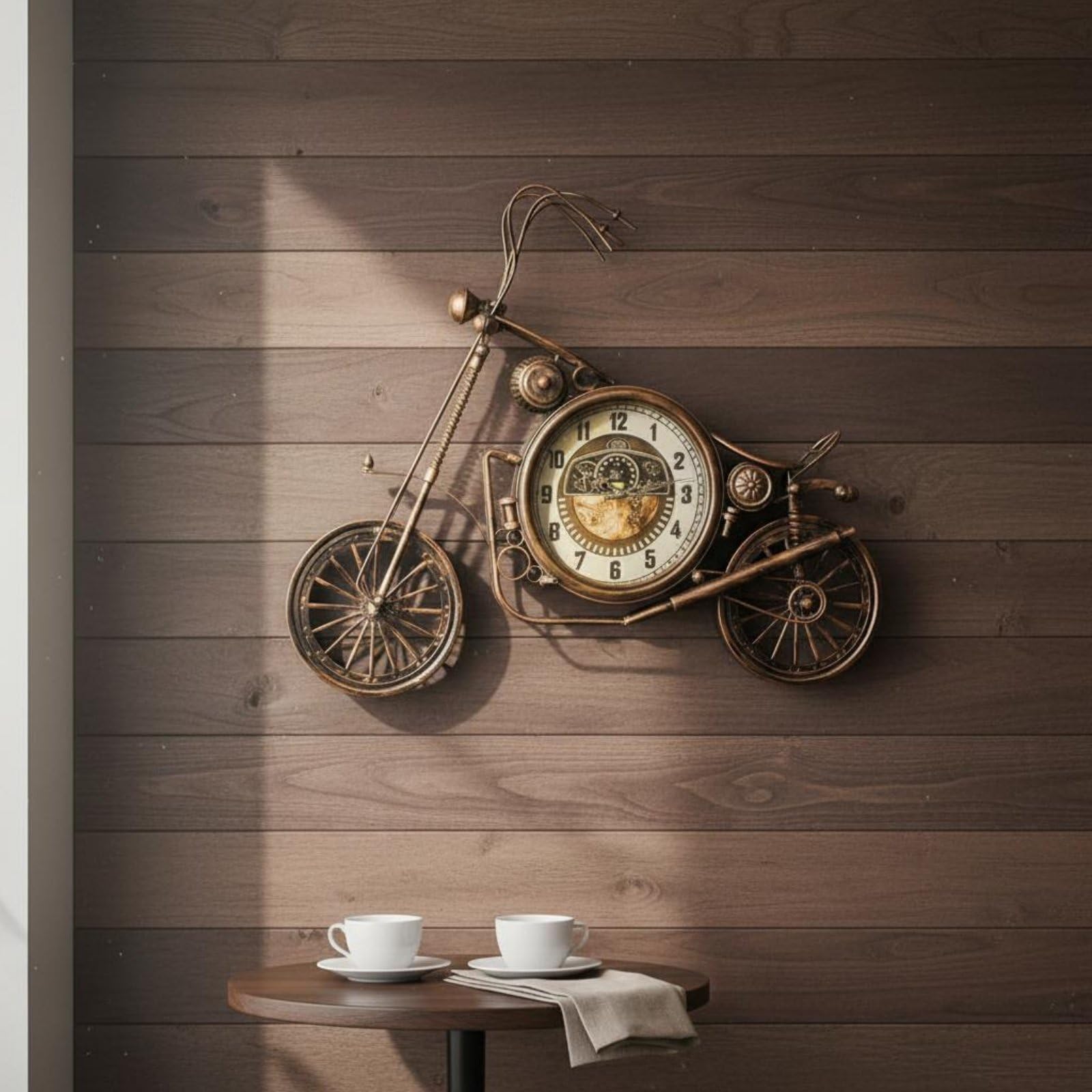 Reloj de Pared de cicleta Reloj Pared Reloj Pared Vintage Reloj Pared Metal Obra de Hierro con Acabado Envejecido Estilo Retro Industrial Adecuado, Rojo, 68 59 5cm