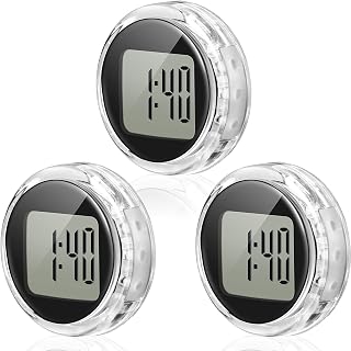 Frienda Mini Motorcycle Clocks Waterproof Stick-On Motorbike Mount Watch Digital Clocks for Vehicle, Auto, Car, SUV and More 1.1 Diameter (3 Pieces)