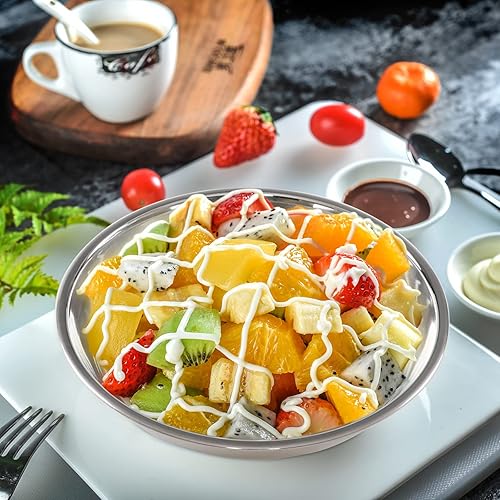 Miniatura 6 de Platos redondos de acero inoxidable, platos de cena de camping, 4 paquetes, 8.66 pulgadas