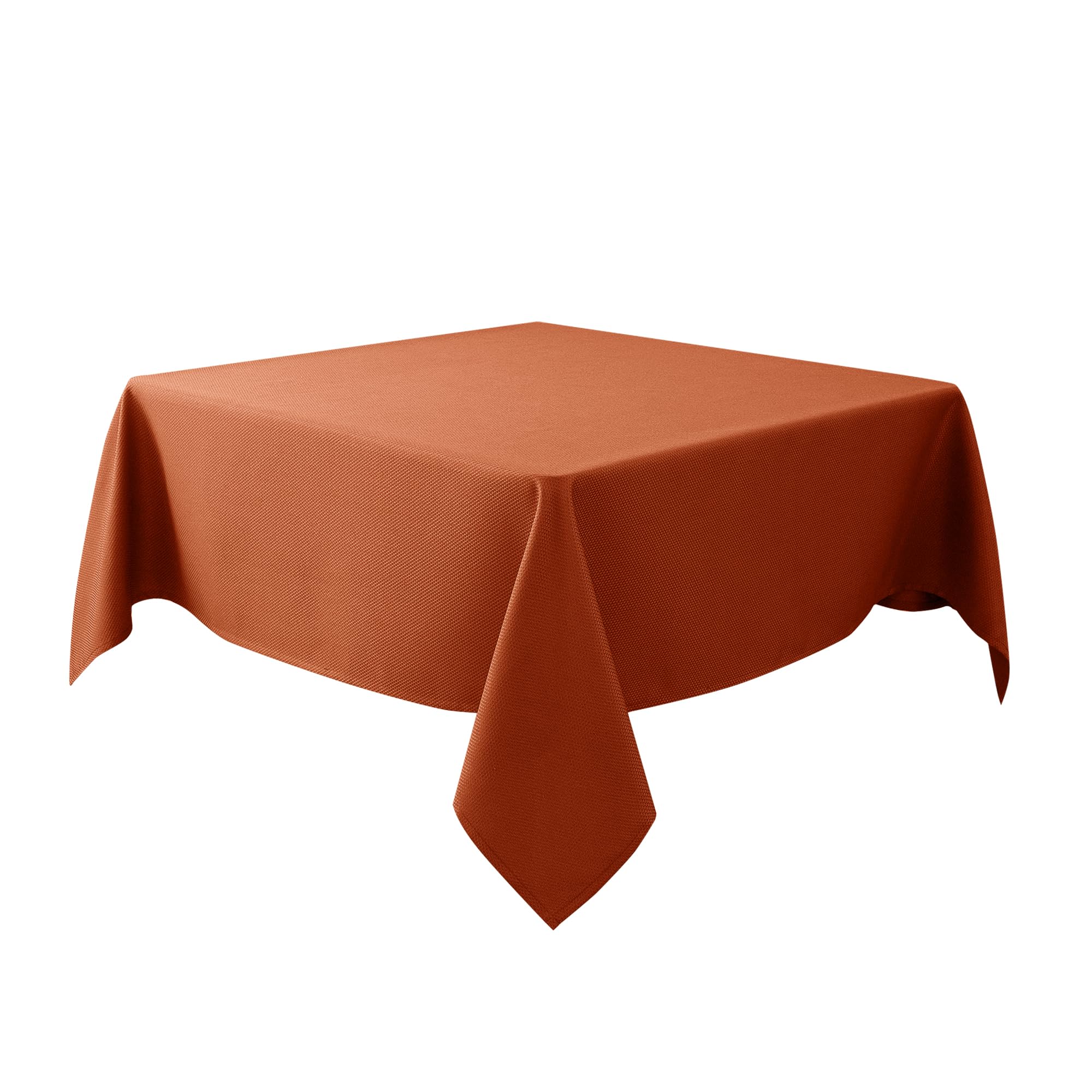 Biscaynebay Fall Tablecloth Textured Fabric Square Tablecloths 90x90 Inch, Rust Thanksgiving Autumn Harvest Water Resistant Fabric Tablecloths for Kitchen, Dining, Wedding, Parties Machine Washable