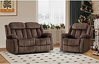 Vista 1 de EBELLO Juego de sofá reclinable manual, sofá reclinable clásico con brazos y respaldo sobrerellenos, incluye 1 silla reclinable, 1 sofá biplaza