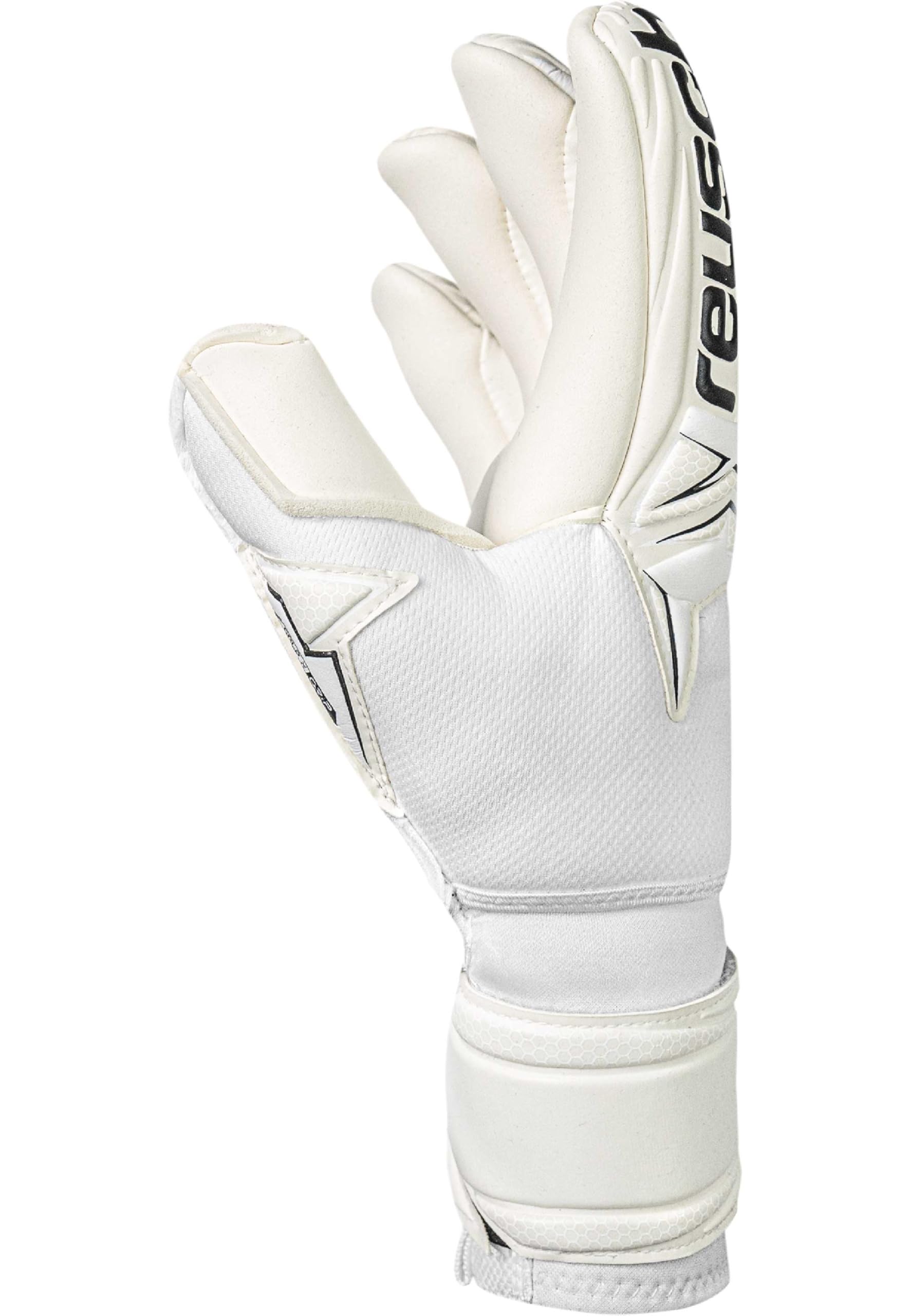 Reusch Guanti da portiere professionale adulti | Protezione delle dita | Aderenza eccezionale, allenamenti e partite, erba sintetica e naturale, Taglie 7,5-12, Attrakt Gold X Ortho-Tec