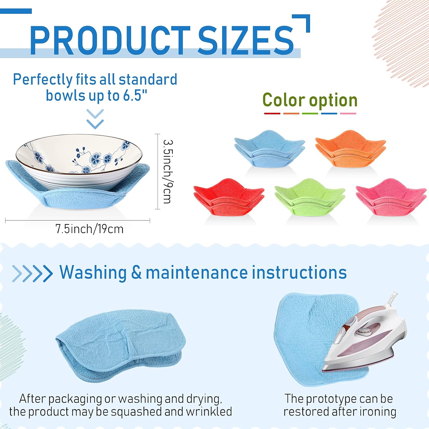 10 Pieces Microwave Plate Holders Microwave Safe Hot Bowl Holders for Soup, Food, Meals (Colorful, Classic Style)
