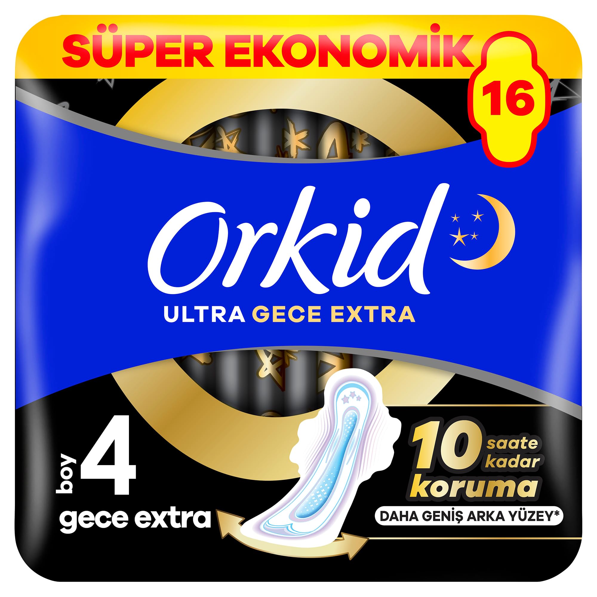 Orkid Ultra Gece Extra (Boy 4) 16 Adet Süper Ekonomik Hijyenik Ped