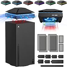 Cooling Fan Dust Cover for Xbox Series X Console, Cooling System with RGB Light, 3.0&2.0 USB Port, Dust Proof Filter, Low Noise Top Fan with 3 Gears, Rubber Dust Plugs, Series X Accessories