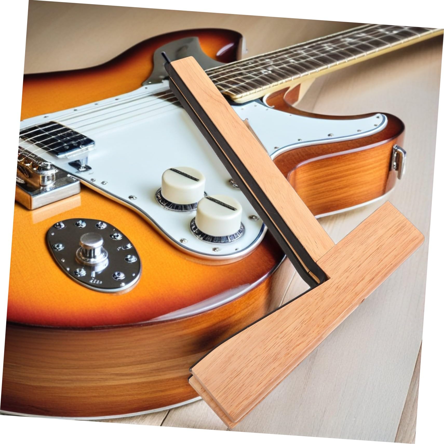 ibasenice Przyjazny W Podróży Stojak Na Mandolinę Z Drewna Stojak Na Gitarę Podłogową Z Drewna Uchwyt Na Gitarę Akustyczną Wytrzymały Instrument Muzyczny Przenośny