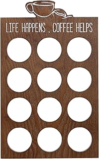 12 Pods K Cup Holder Organizer, Brown Compact Wood Coffee Pod Storage Stand, Space-Saving Counter Kcup Organizer for Home and Office