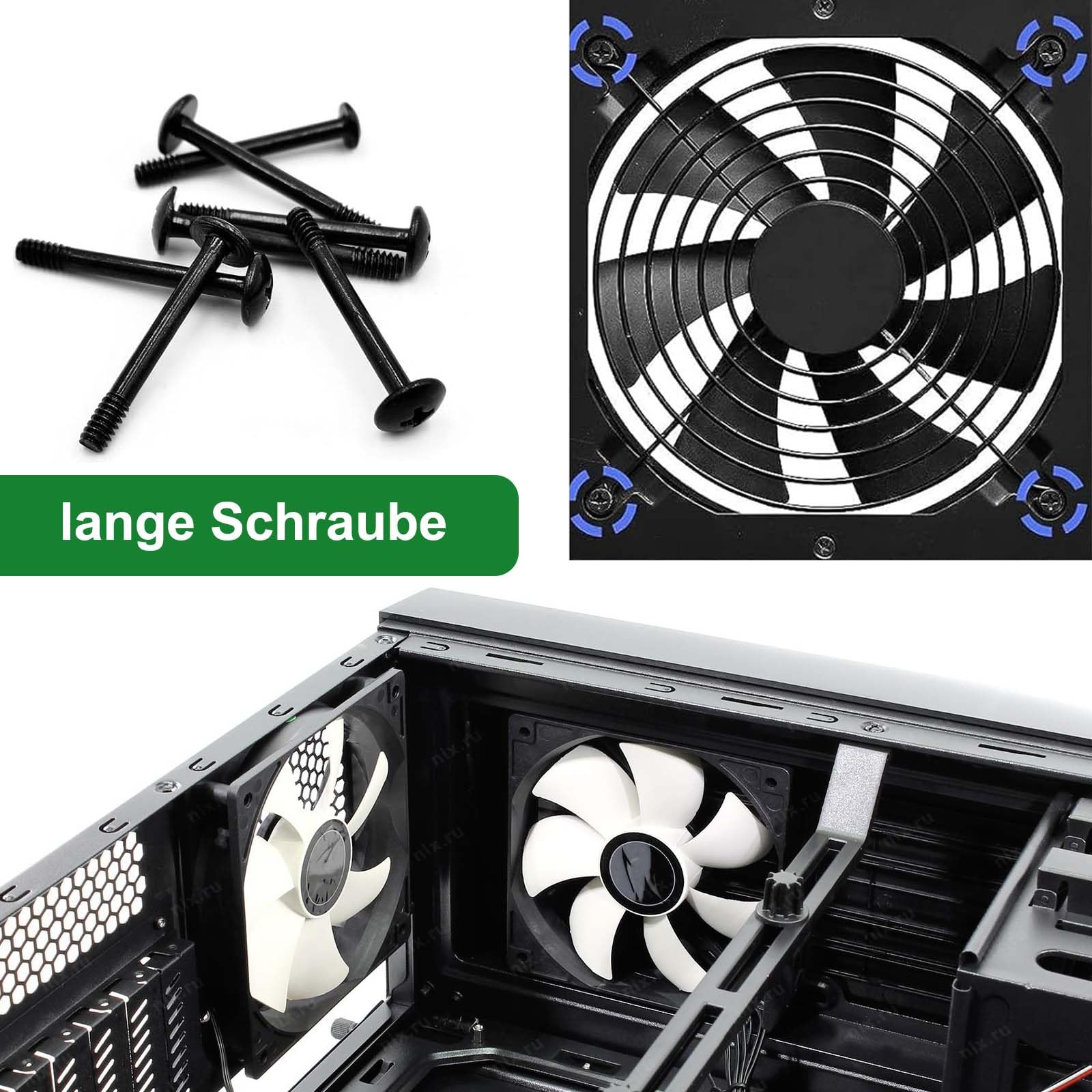 100 Pezzi Kit Viti per Ventole Computer Testa Piatta 2 Tipi Nero