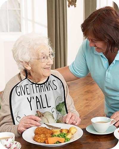 Miniatura 4 de Daleng Adult Bibs for Eating with Crumb Catcher Waterproof Adult Bibs for Elderly Women