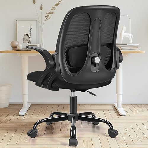 Razzor Office Chair, Ergonomic Computer Desk Chair with 2D Lumbar Support and Flip-up Arms, Swivel Breathable Mesh Task Chair with Adjustable Height for Home Office