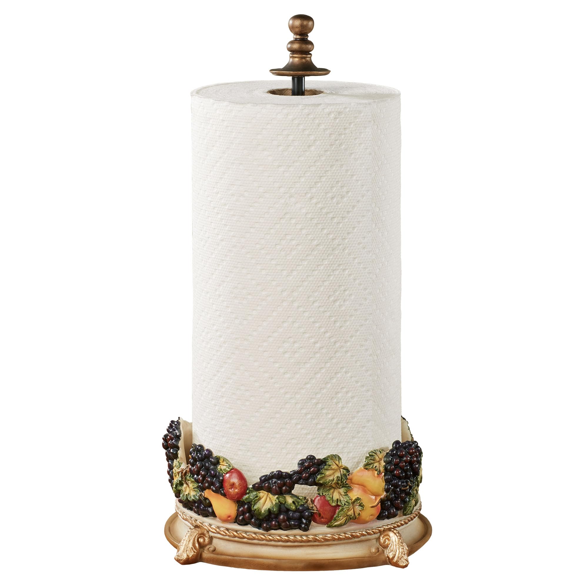 Fruitful Bounty Antique Beige Traditional Countertop Paper Towel Holder Stand Dispenser