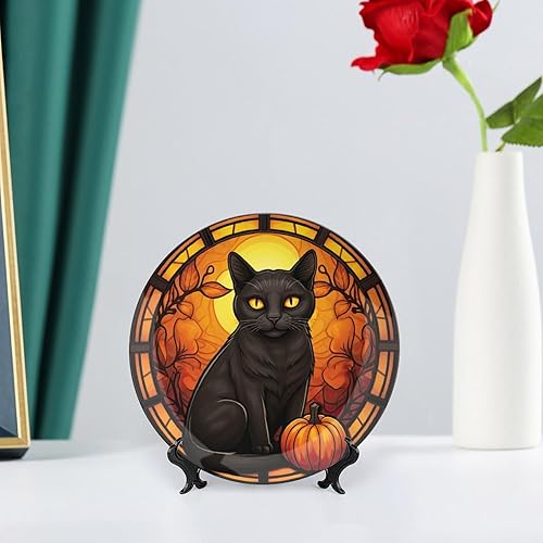 Miniatura 10 de Platos decorativos de Halloween, plato de exhibición de gato negro y calabaza para decoración de mesa de cocina, oficina en casa, platos de