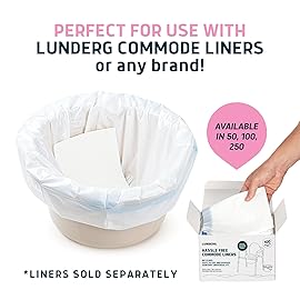 Lunderg Rose Scented Super Absorbent Commode Pads - Medical Grade Value Pack 100 Count - for Disposable Bedside Commode Liners, Adult Chairs, Portable Buckets & Camping Toilet Bags - Light Scent