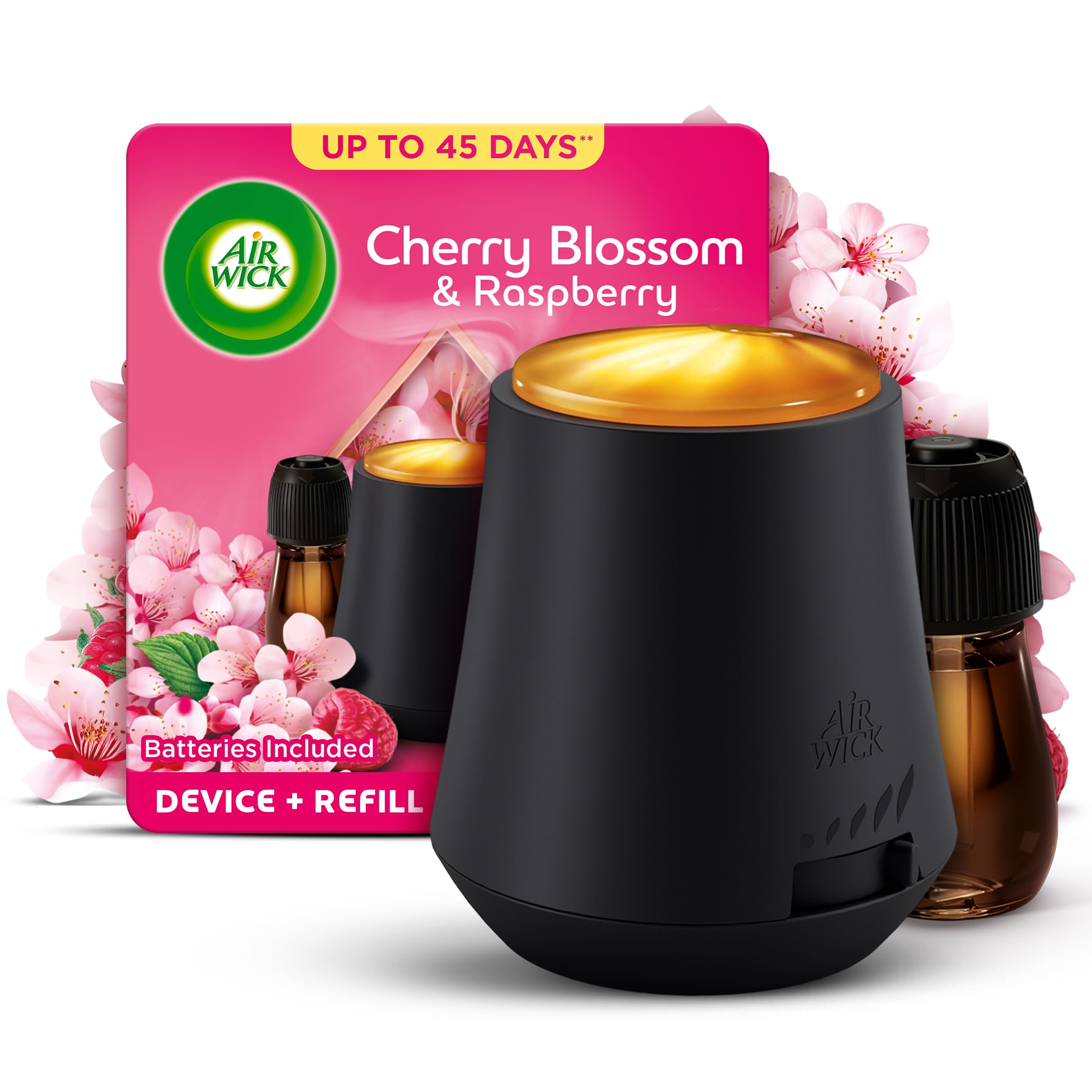 Air Wick Cherry Blossom & Raspberry Essential Mist Kit 20ml, Lasting for up to 45 days per refill, Air Freshener