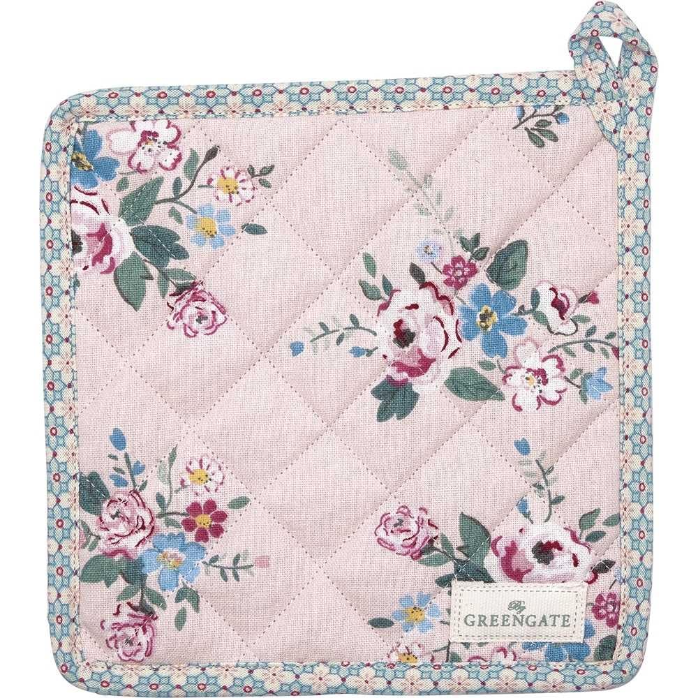 Greengate Topflappen Inge Marie Pale PINK Rosa 2er Set mit Blumen Baumwolle