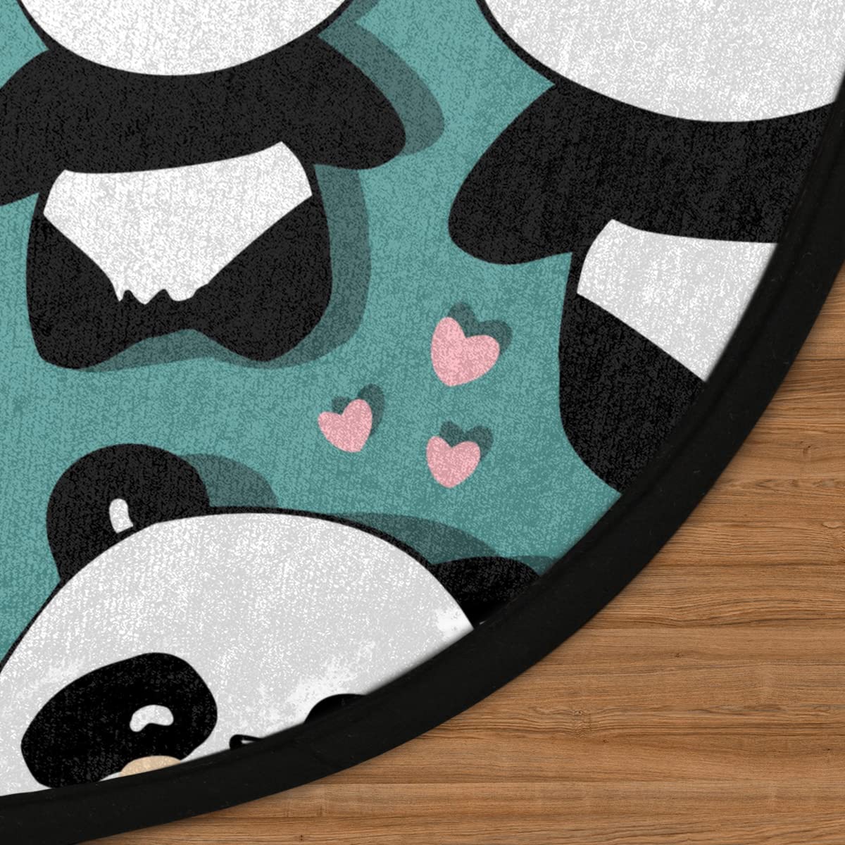 TropicalLife Okrągły dywanik w kształcie serca z pandą 160 cmCutes Panda koło dywaniki do pokoju domu wewnątrz antypoślizgowa podłoga wewnątrz duża mata dywan