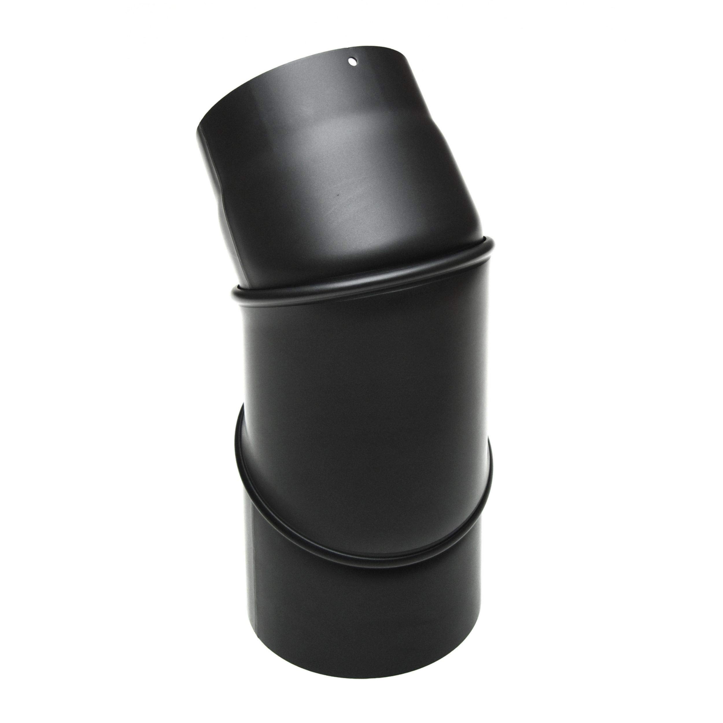 raik Rauchrohrbogen/Ofenrohrbogen 0-90° drehbar 3-teilig 160 mm Durchmesser Stahlblech 2 mm Schwarz SH030-160-sw