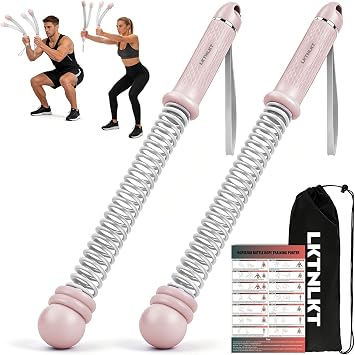 Weighted Ropeless Battle Ropes Adjustable Weight - Portable Cordless Battle Ropes for Home Gym with Workout Poster, Strength Building, HIIT & Low-Impact Cardio Training for Men & Women Pink