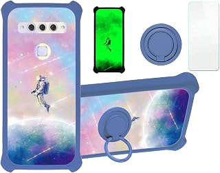 Case for TCL Plex Case Compatible with TCL Plex Phone Case Cover [with Tempered Glass Screen Protector][PC + TPU 2 in 1][Ring Support] [Luminous Effect] YGL-FXJ