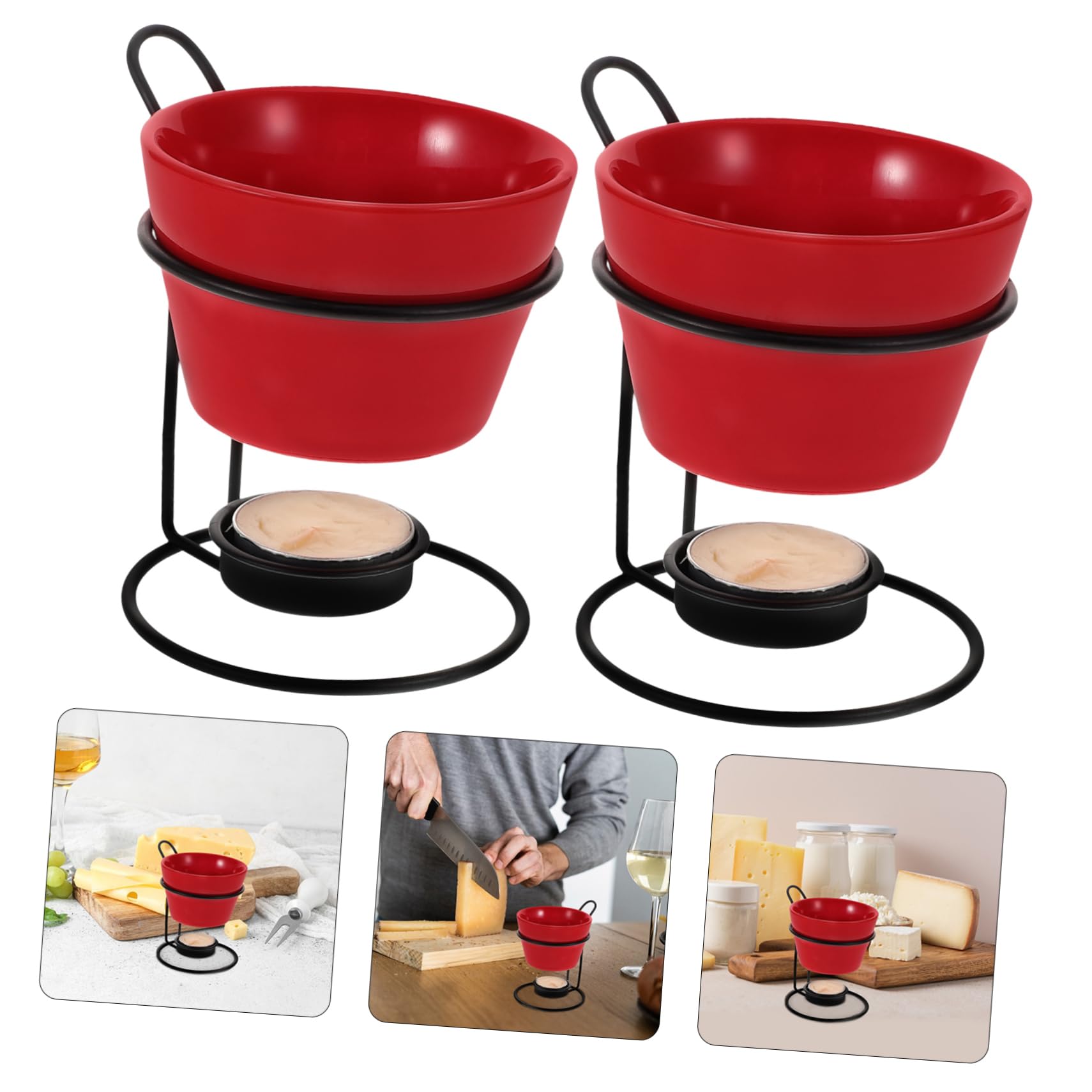 OUNONA 2sets Scaldaburro in Ceramica Pentola Per Sciogliere Burro Accessori Per Sciogliere Cioccolato Per Fonduta Bruciatore Per Lumini Pentola Per Fonduta Di Burro