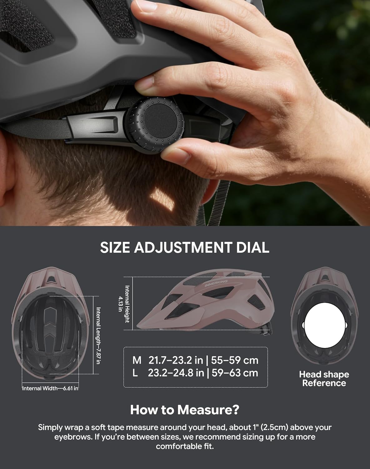 InnerKing Bike Helmet for Adults, Lightweight Mountain Bicycle Helmet with USB Rechargeable Rear Light Detachable Magnetic Goggles, Road Bike Helmet with Visor for Men Women